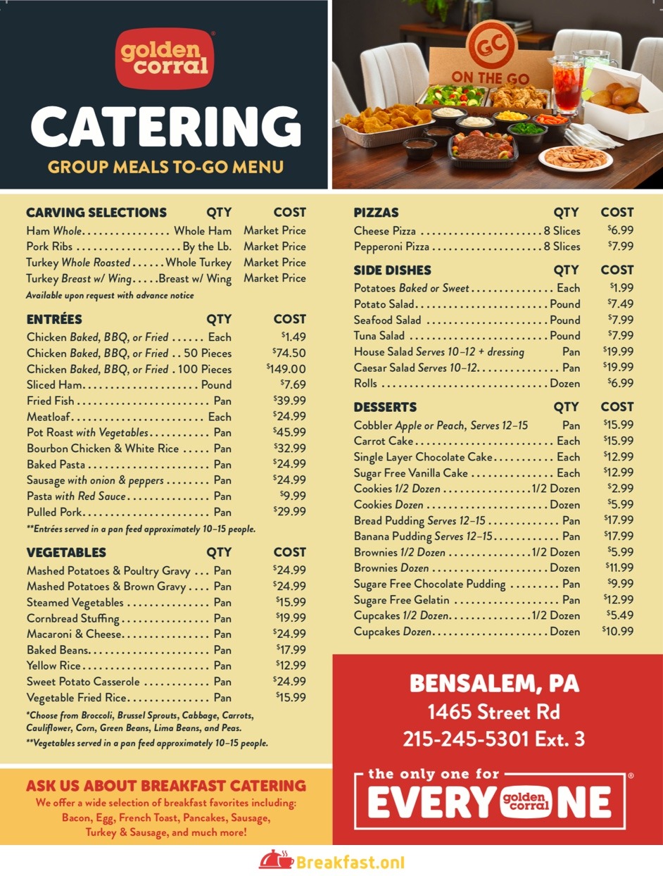 Golden Corral Menu Breakfast 2024 with Price Hours, Items, Buffet
