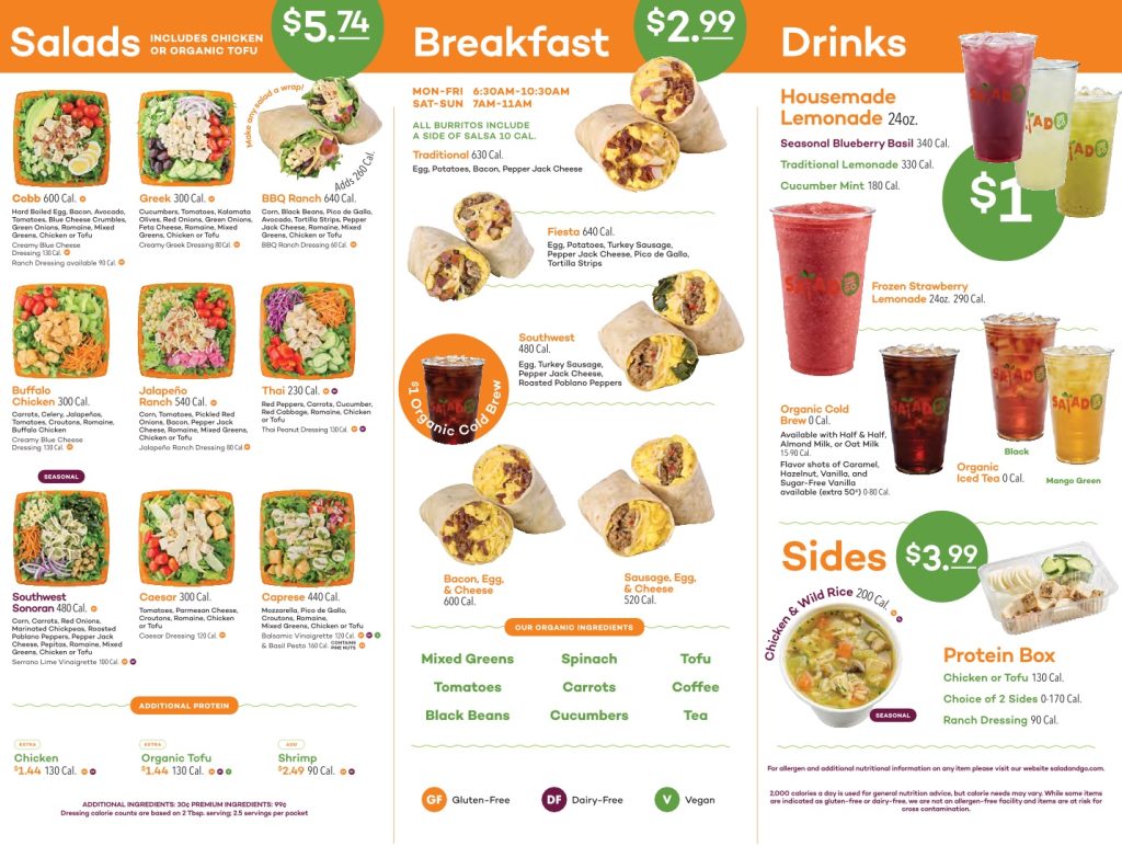 Salad and Go Breakfast Menu with Price PDF