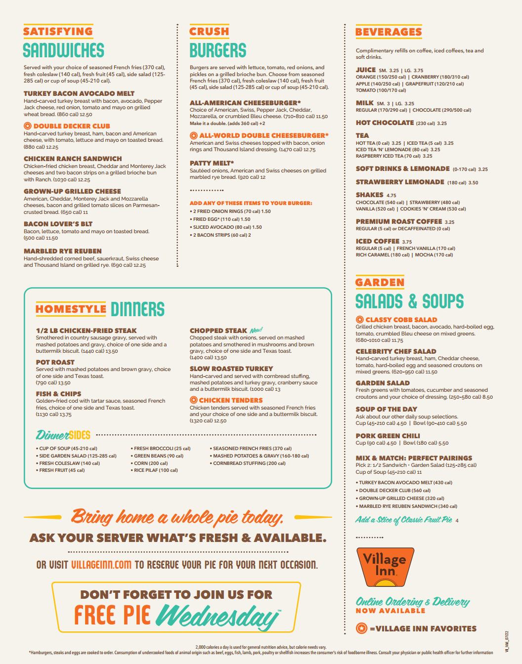 Village Inn Breakfast Menu with Price 2024 - Hours, Specials, Nutrition ...