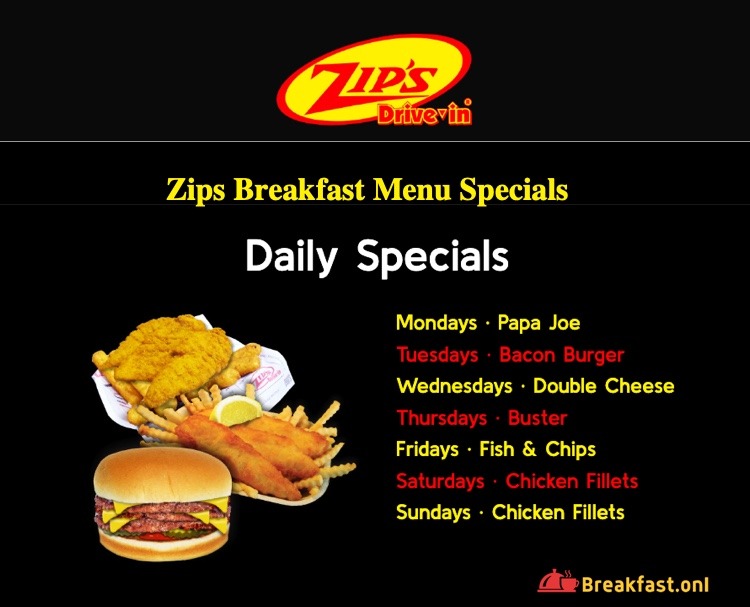 Zips Breakfast Menu Specials